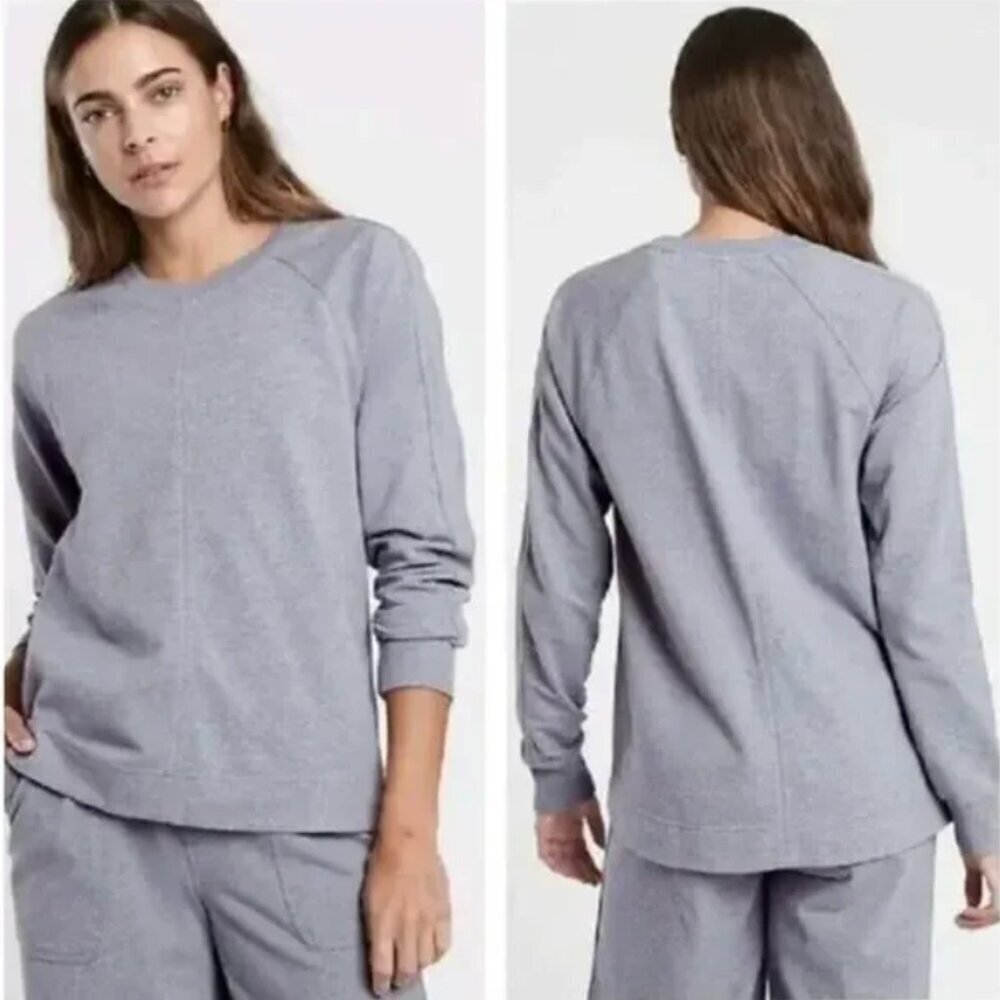 Athleta Farallon Swing Sweatshirt Blue/Gray Heather - Size XS Long Sleeve Shirt